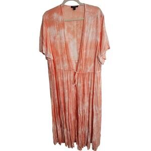 Torrid Kimono Duster Open Front Kimono Plus Size 3X Orange White Tie Dye Kimono
